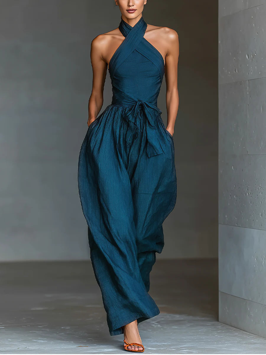 Nadia Halter Wide-Leg Jumpsuit