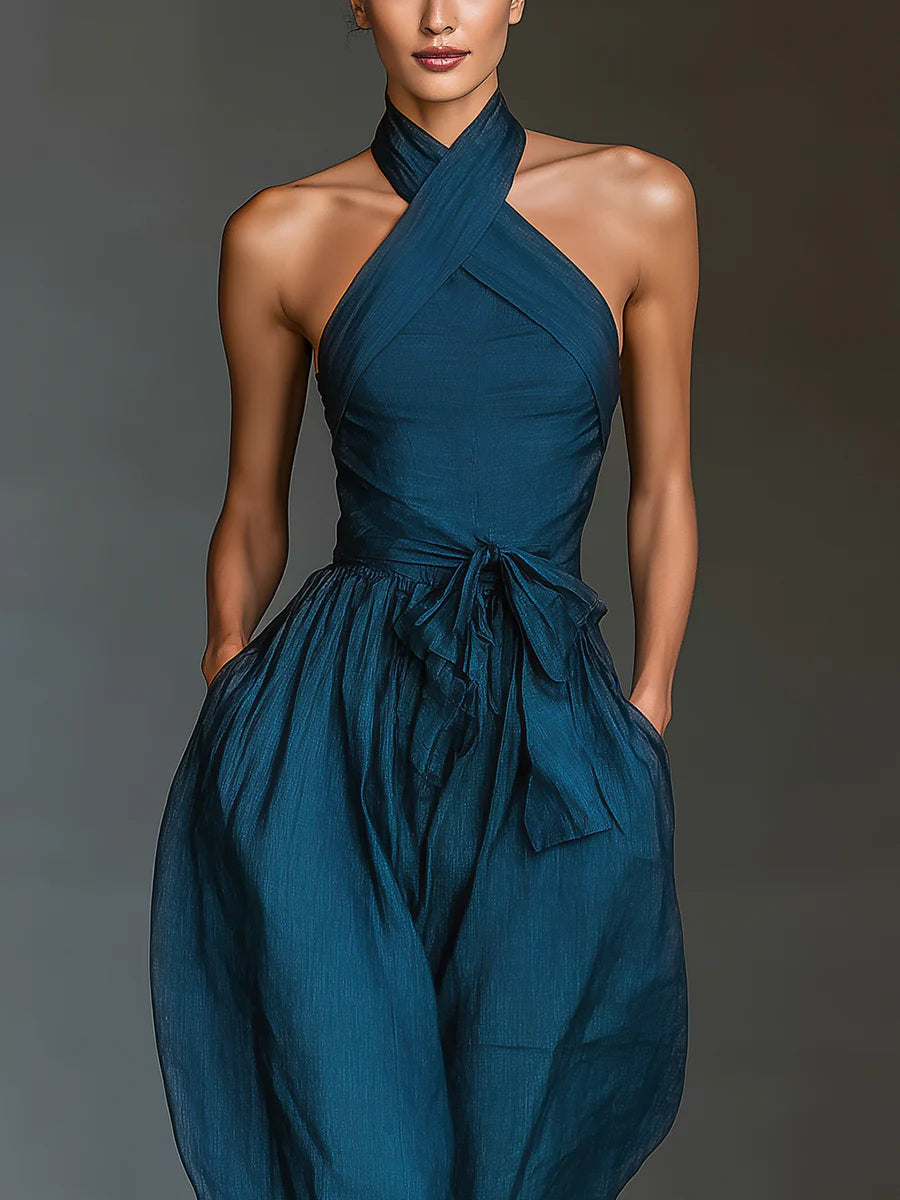 Nadia Halter Wide-Leg Jumpsuit