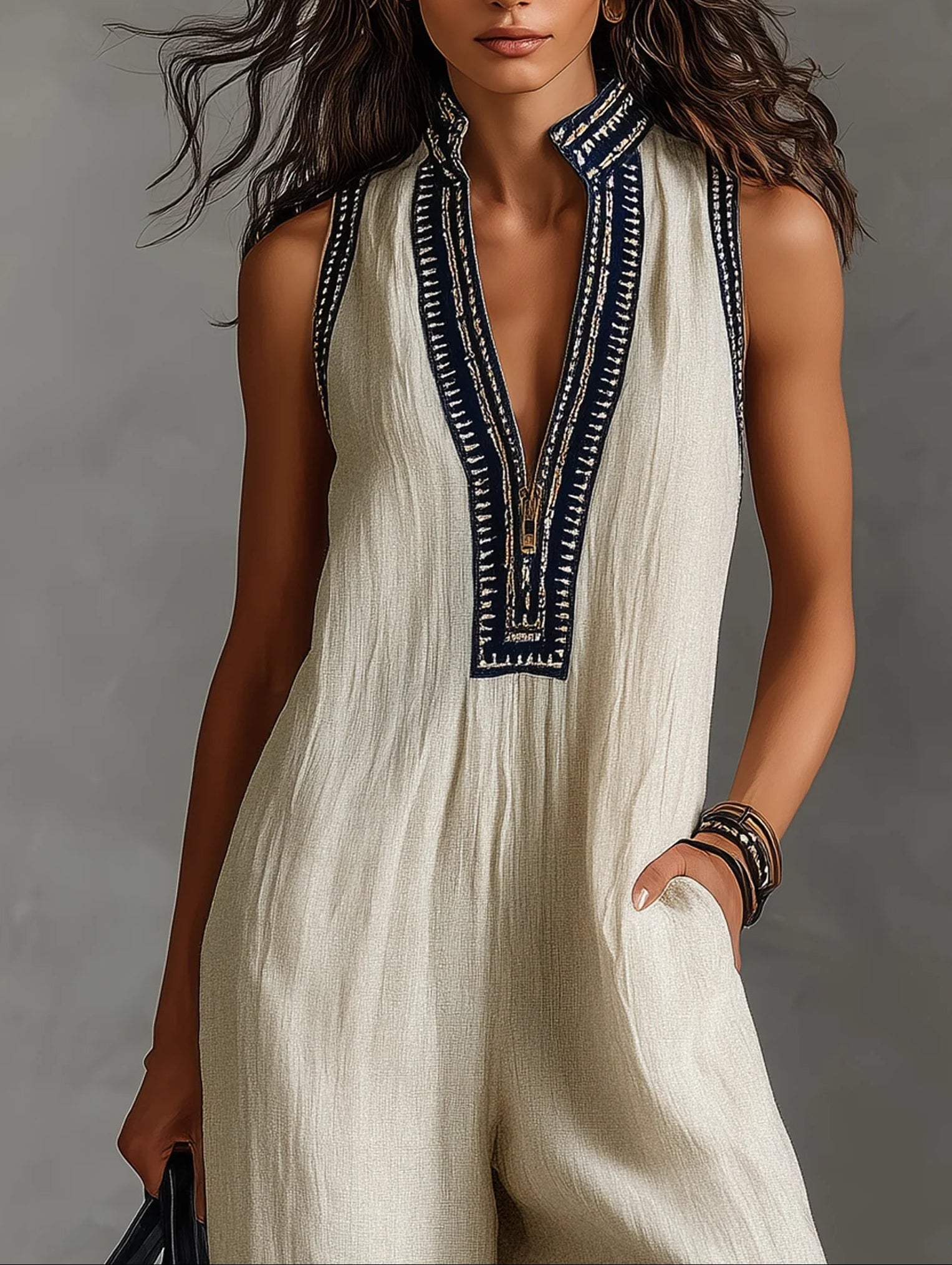 Lila Stand-Up Collar Jumpsuit