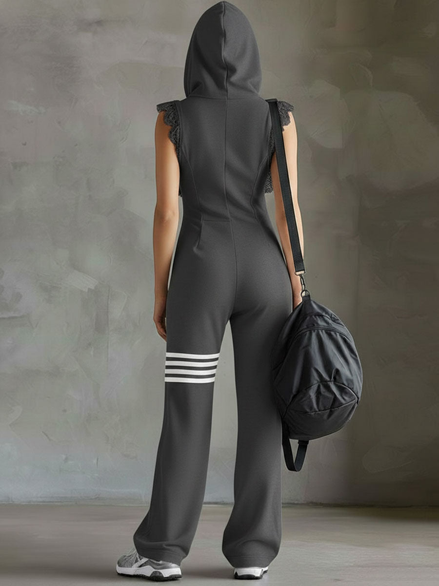 Giada · Retro Sports Tracksuit with Hood and Stripes