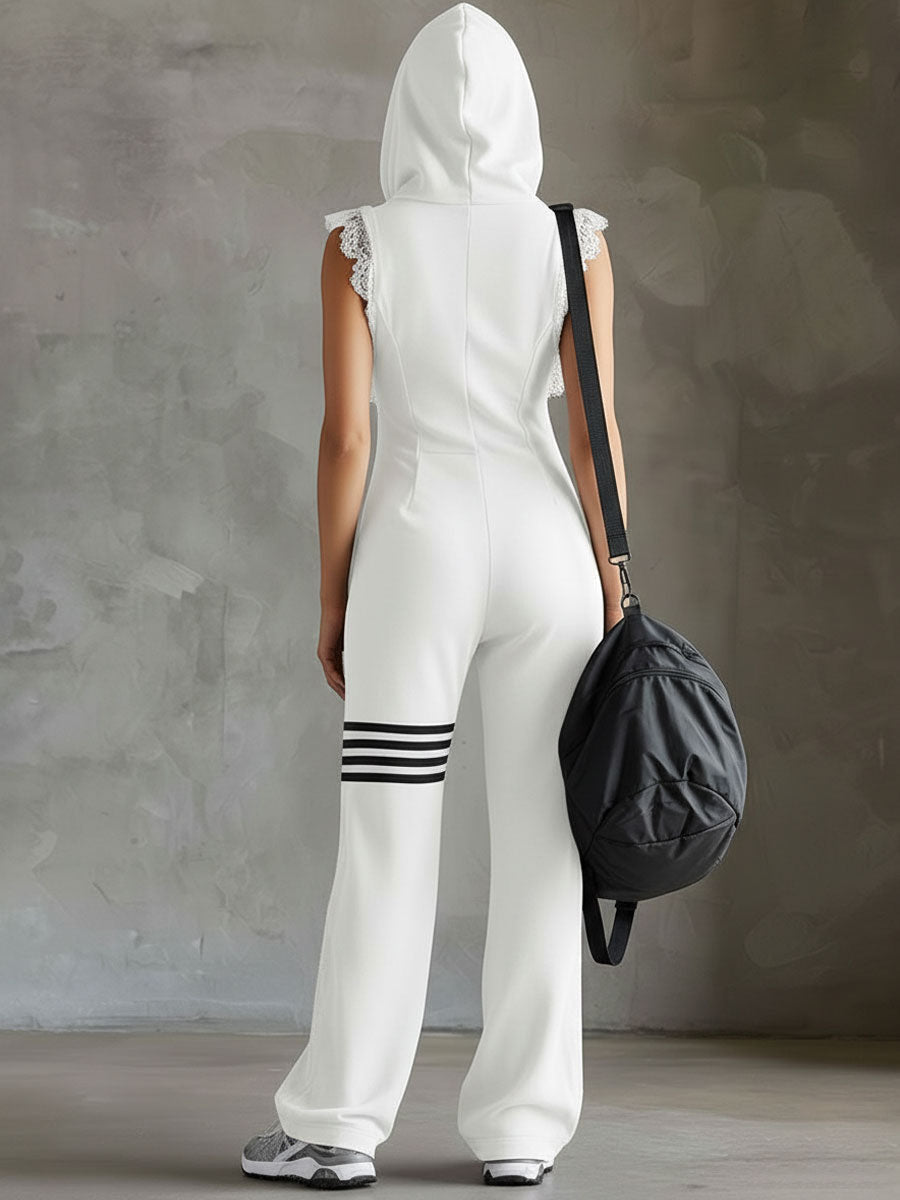 Giada · Retro Sports Tracksuit with Hood and Stripes