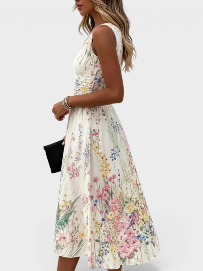 Kimberly™ | Sleeveless Floral Midi Dress