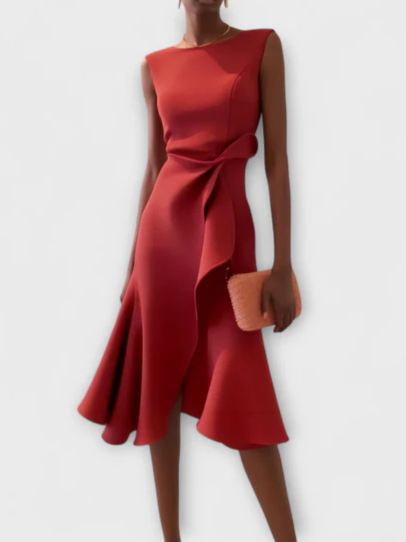 Mireya™ | Draped Waist Midi Dress