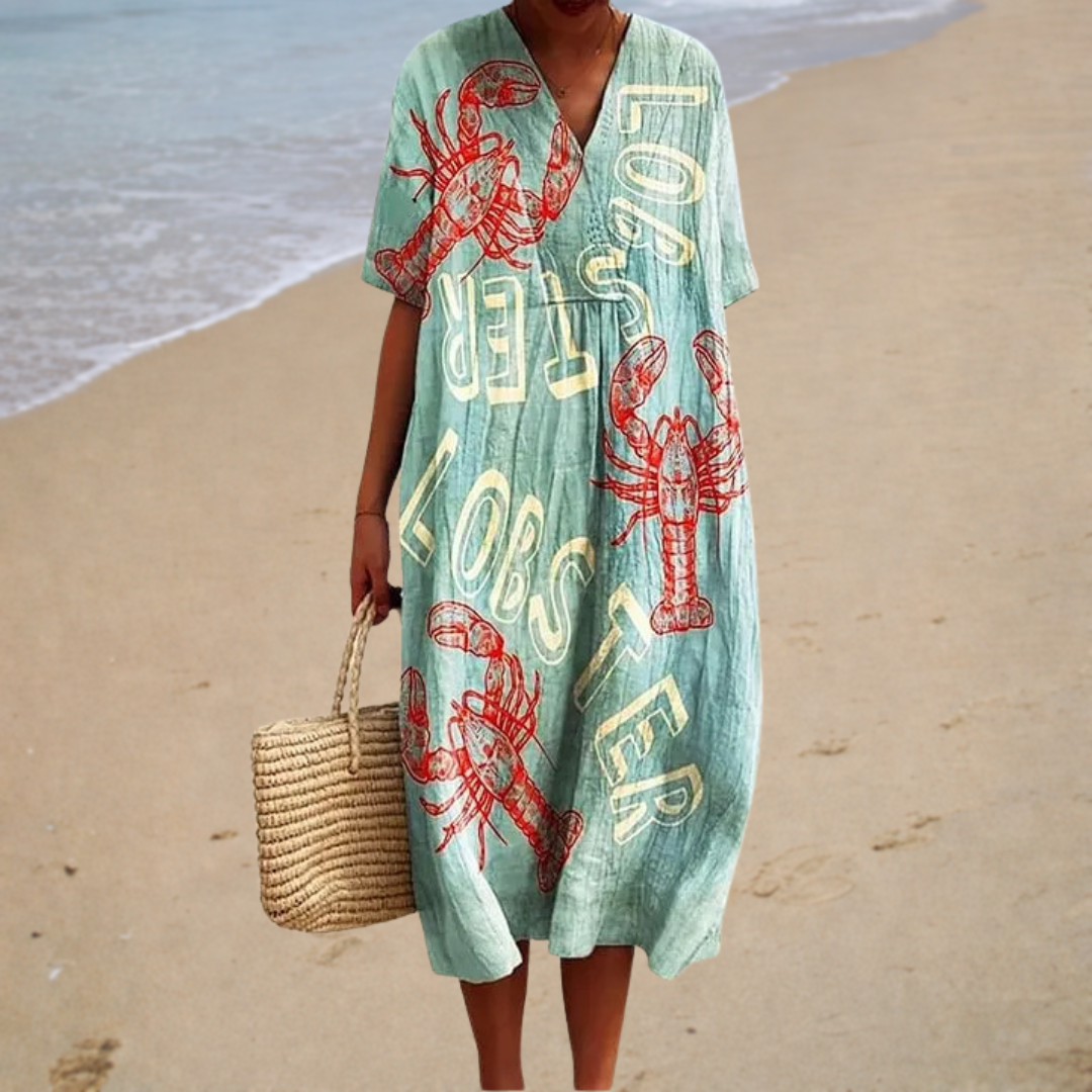 Océane | Long Lobster Pattern Dress