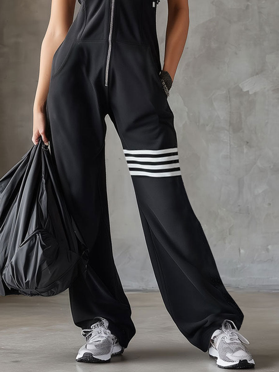 Giada · Retro Sports Tracksuit with Hood and Stripes