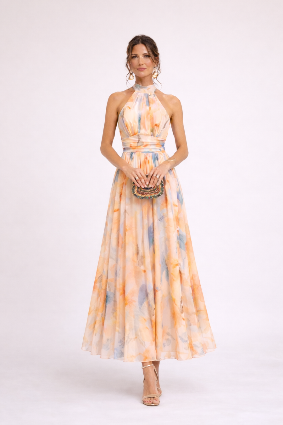 CAMILLE - Halter Dress Watercolor