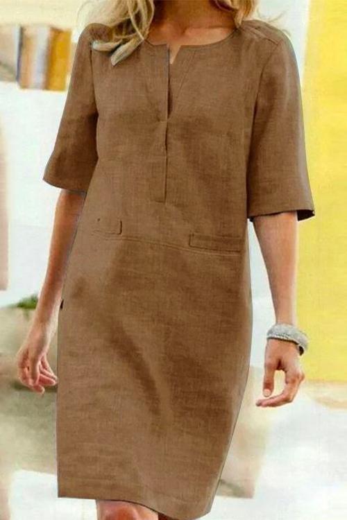 Karina™ | Linen-Cotton Shift Dress