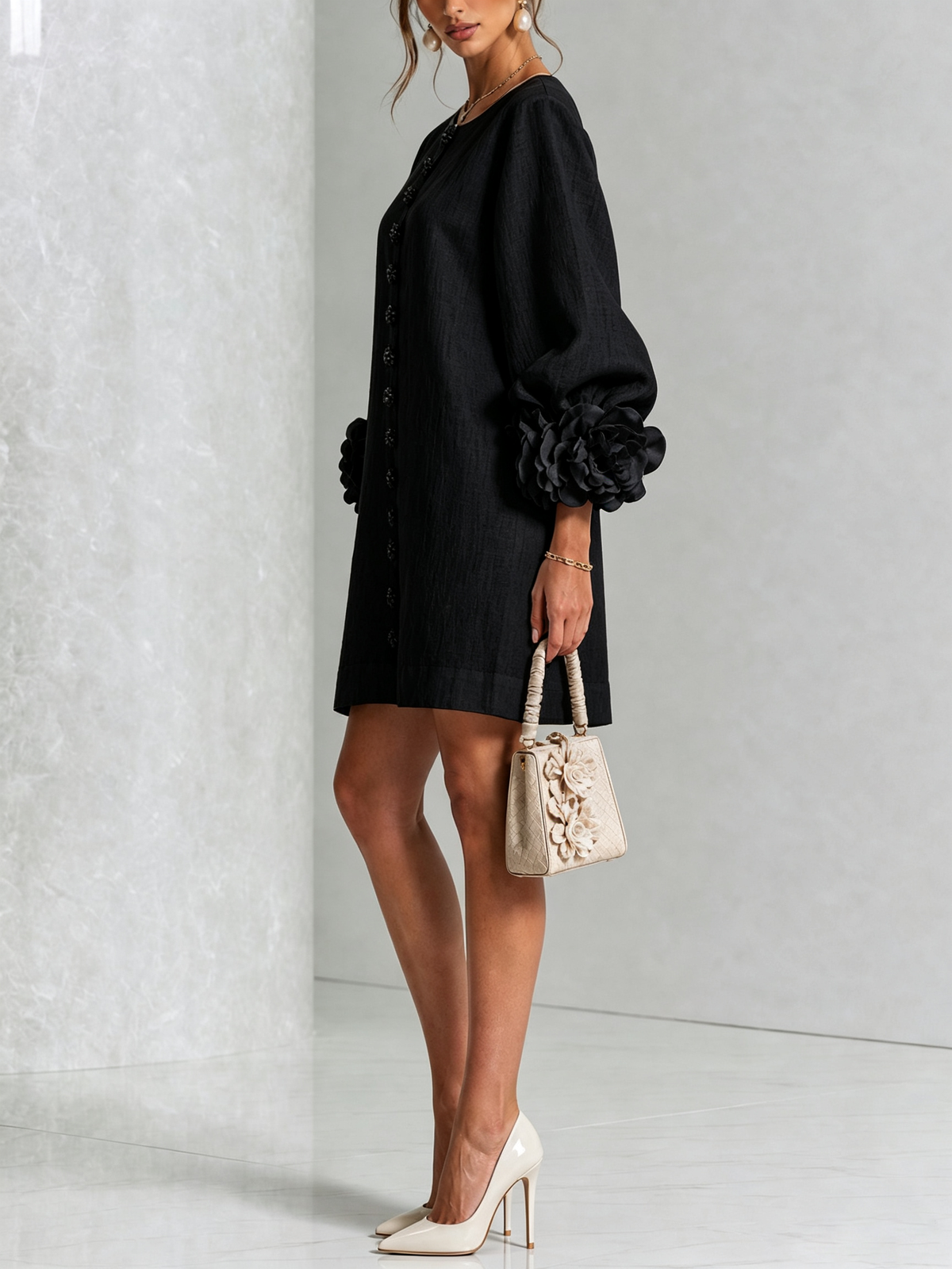 FLORENCE | FLORAL BUTTON-FRONT MINI DRESS