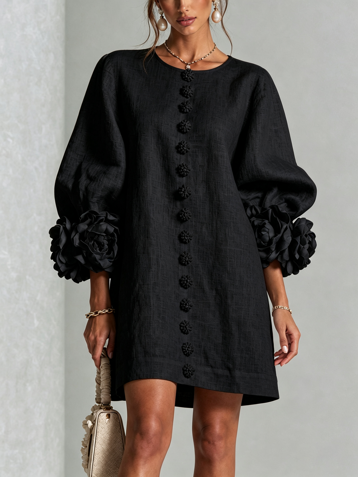 FLORENCE | FLORAL BUTTON-FRONT MINI DRESS