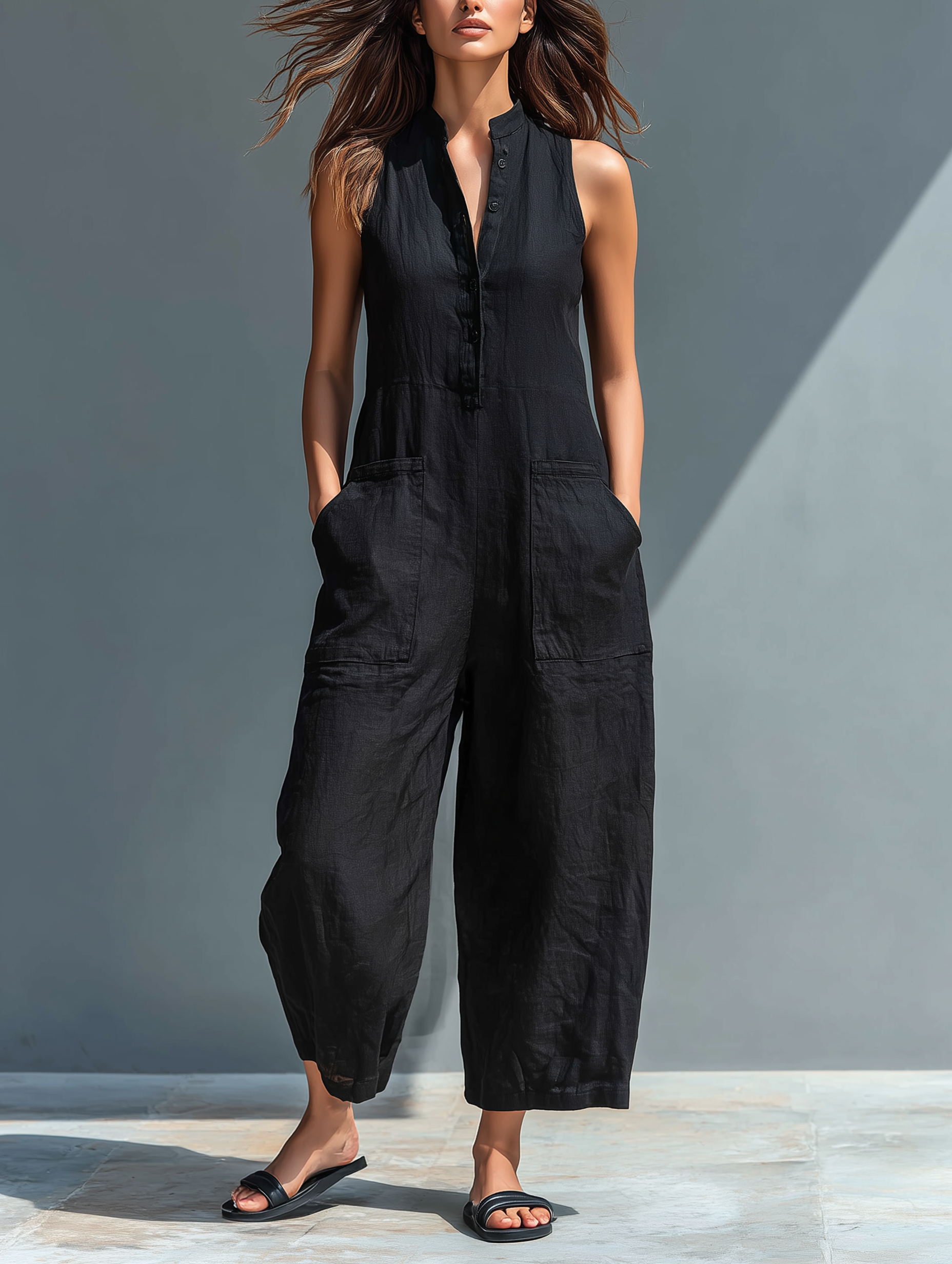 Adele | Fluid Long Jumpsuit with Pockets