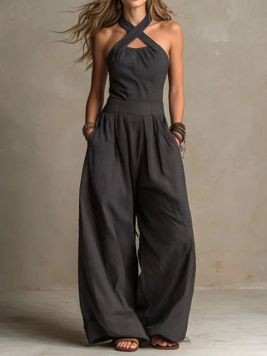 Isabella | Fluid Long Jumpsuit with Halter Neck