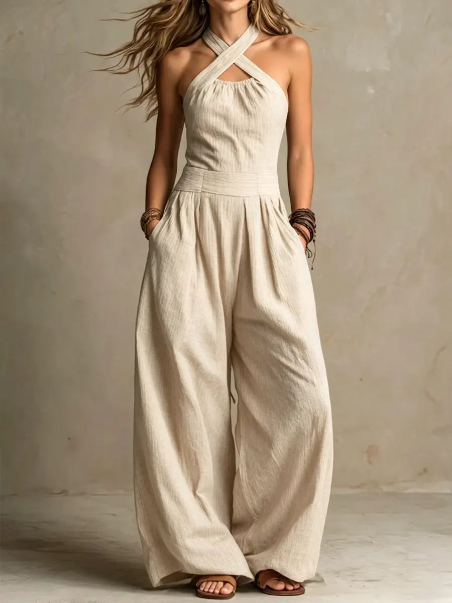 Bianca · Elegant Cross-Neck Jumpsuit
