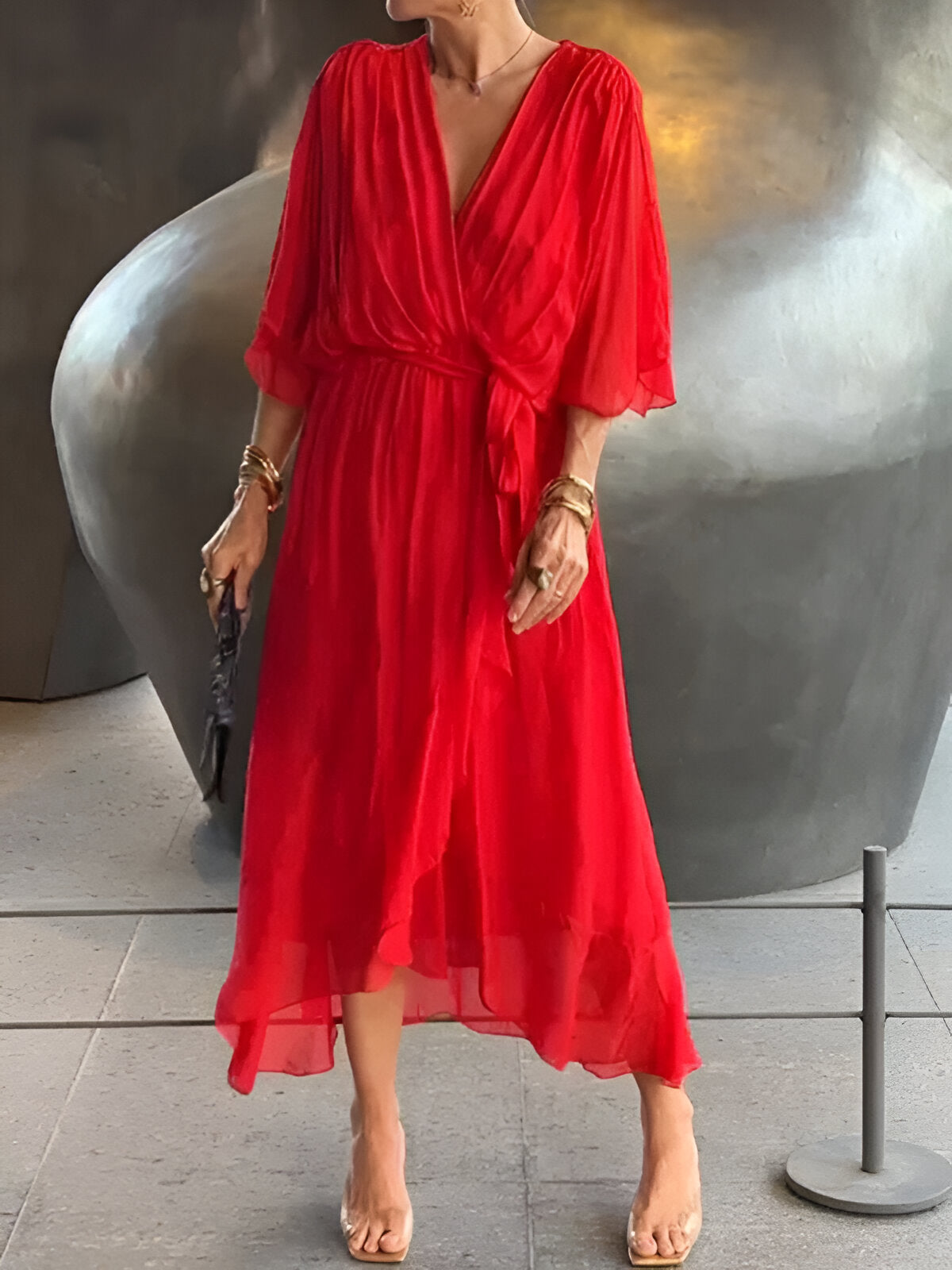 Danella™ | Flowing Dress with V-Neck